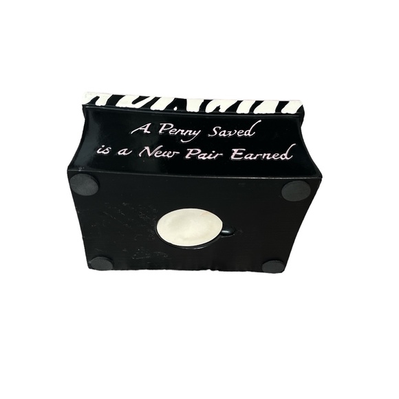 COPY - PIGGY BANK Ceramic Shoe Themed 'A Penny Saved is a New Pair Earned' Bling - Picture 7 of 9